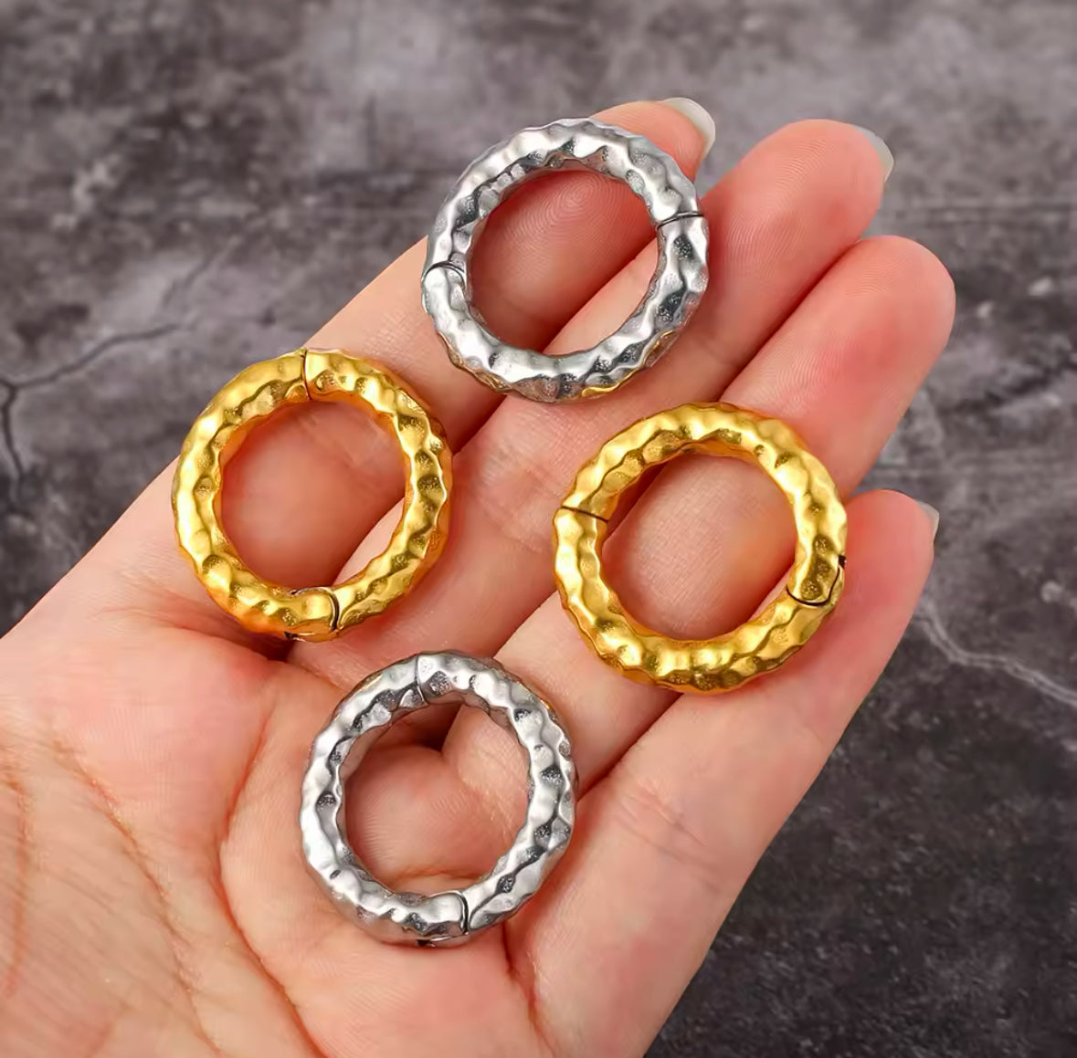 Hammered Circle Ear Weights | Magnetic Hoops