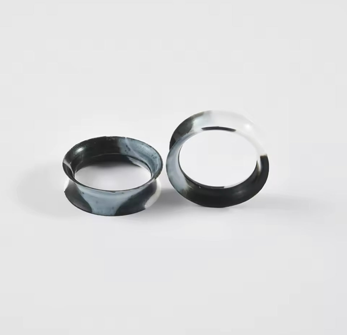 Marble Silicone Tunnels | Flexible Plugs | BLACK & WHITE | 3mm-25mm