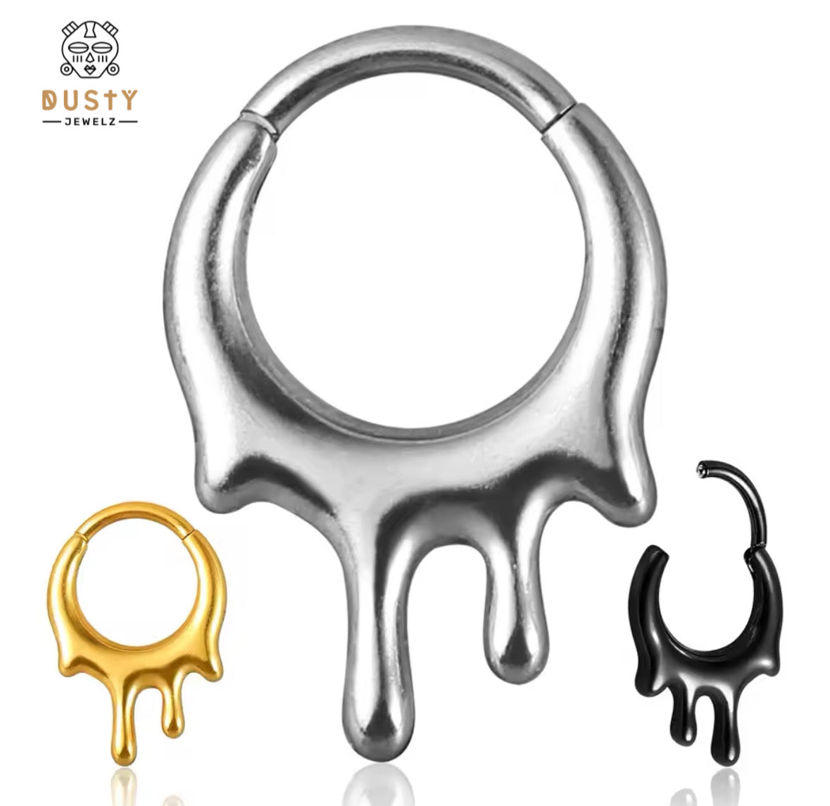 Dripping Steel Hinged Clicker Ring