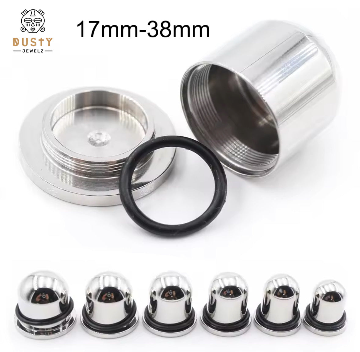 Large Single Flare SILVER Steel Plugs | Dead Stretching | 1mm Increments