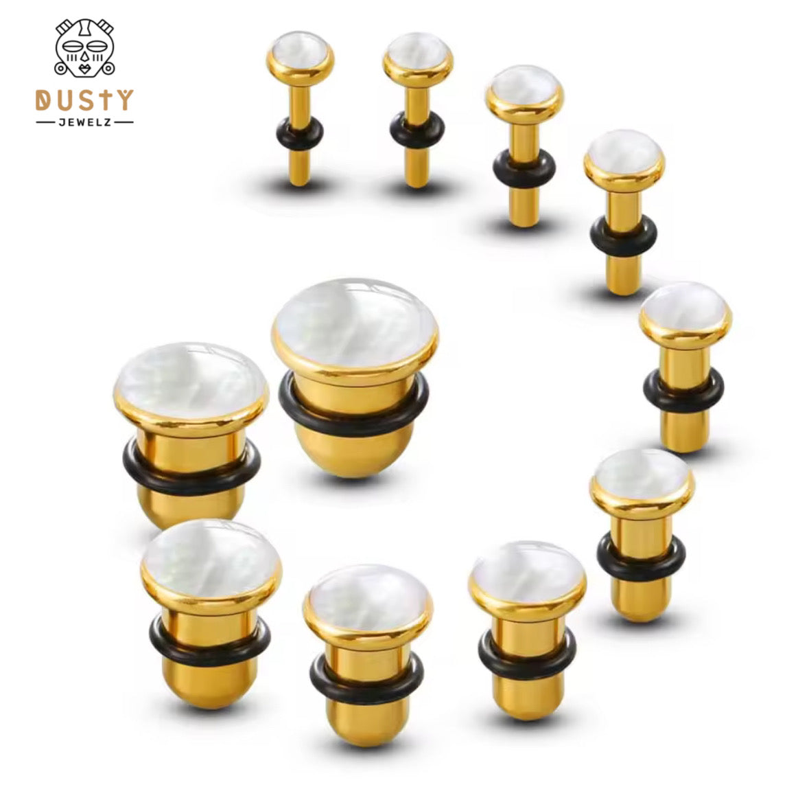 Shell Inlay Single Flare Steel Plugs | Dead Stretching Plug | Half Sizes