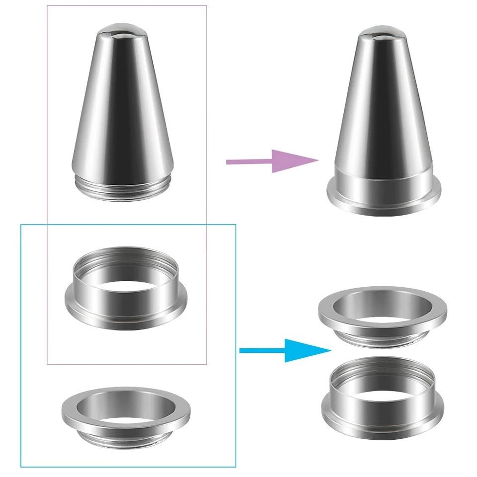 2 In 1 Taper & Tunnel Ear Stretching Set | Interchangeable Stainless Steel (3 Pieces) | From 22mm - 30mm - DustyJewelz