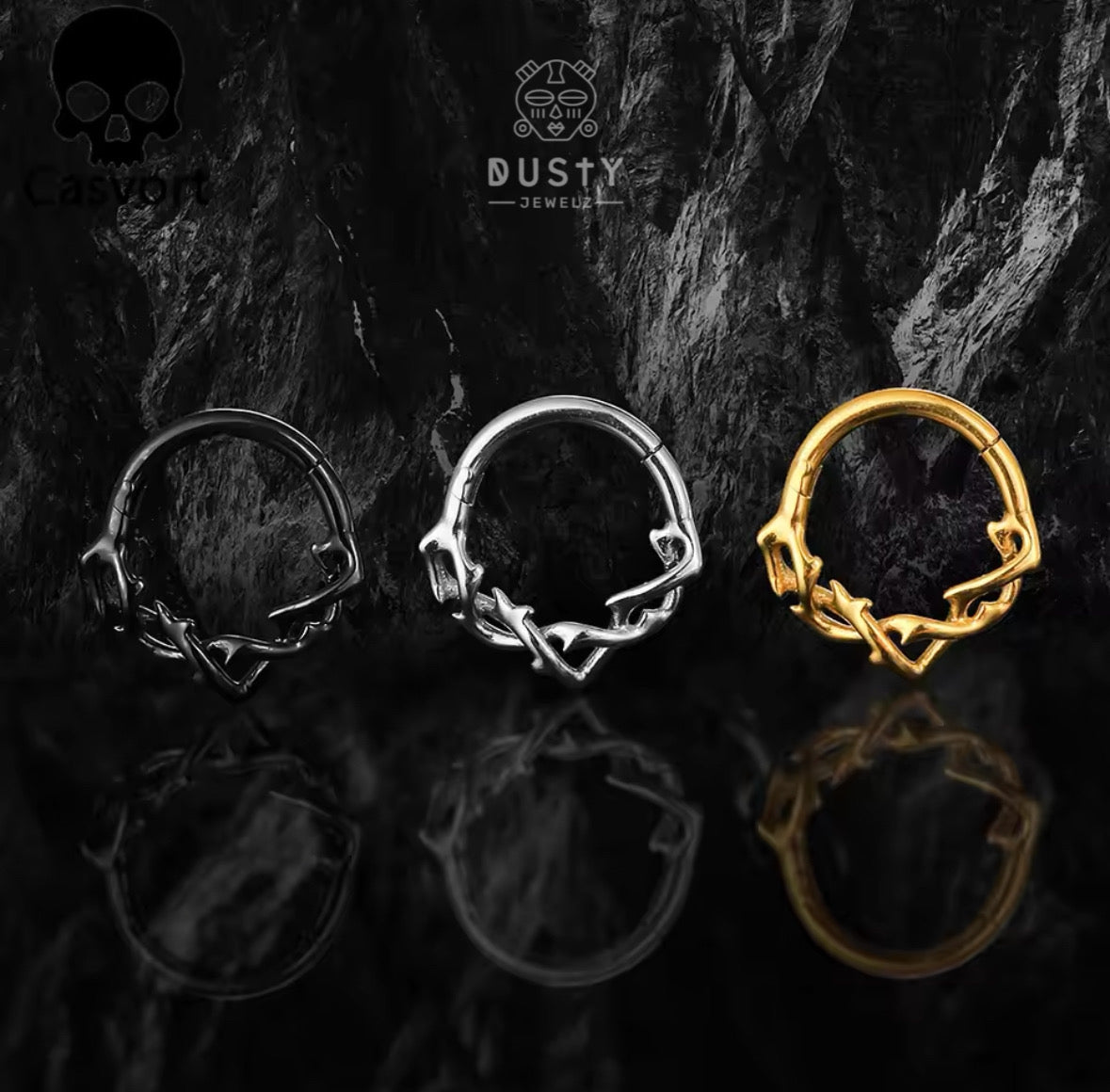 Vine Hinged Septum Ring | Stainless Steel Clicker