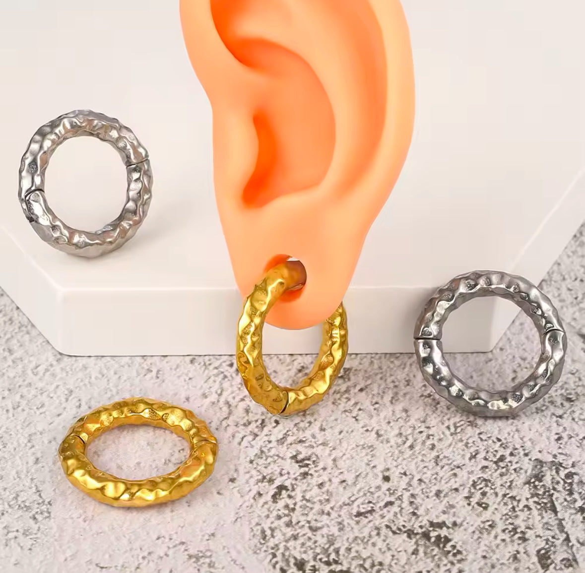 Hammered Circle Ear Weights | Magnetic Hoops