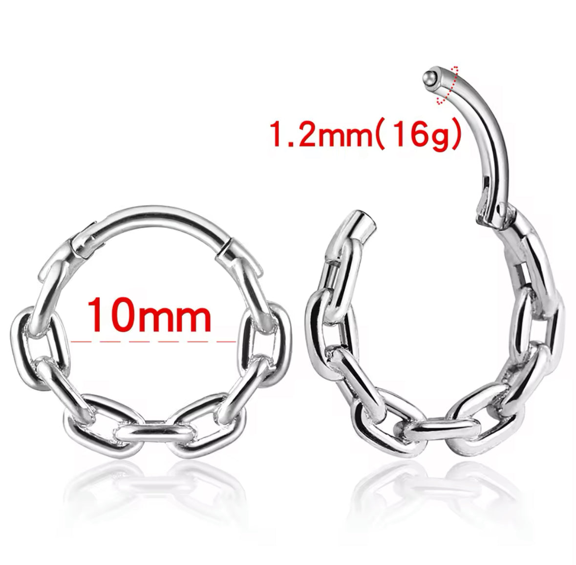 Chain Hinged Septum Ring | Stainless Steel Clicker