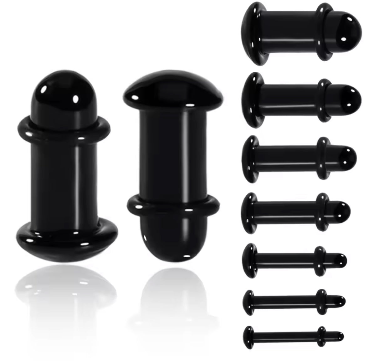 Black Glass Plugs | Single Flare