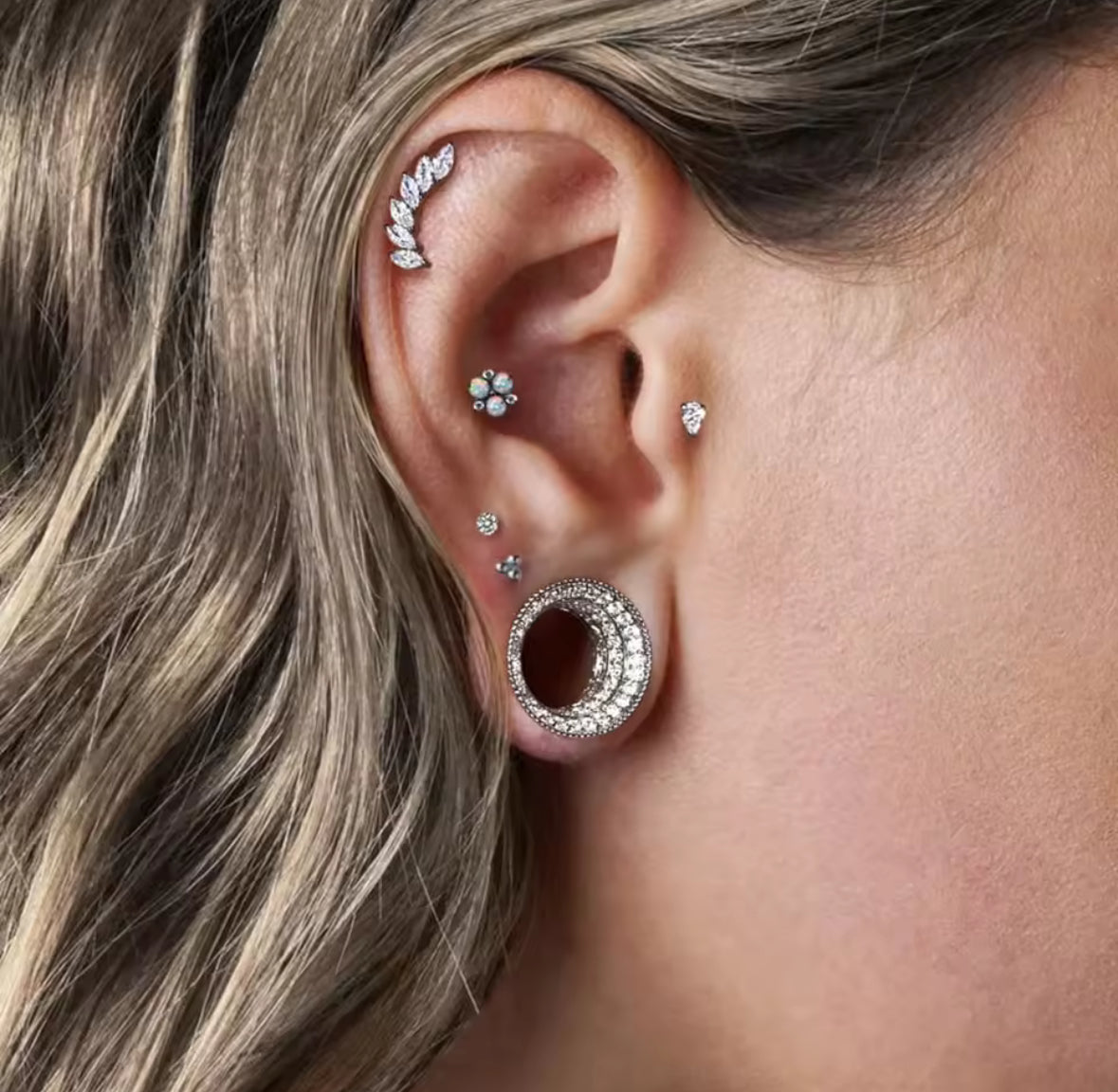 Crystal Paved Flared Stainless Steel Tunnels
