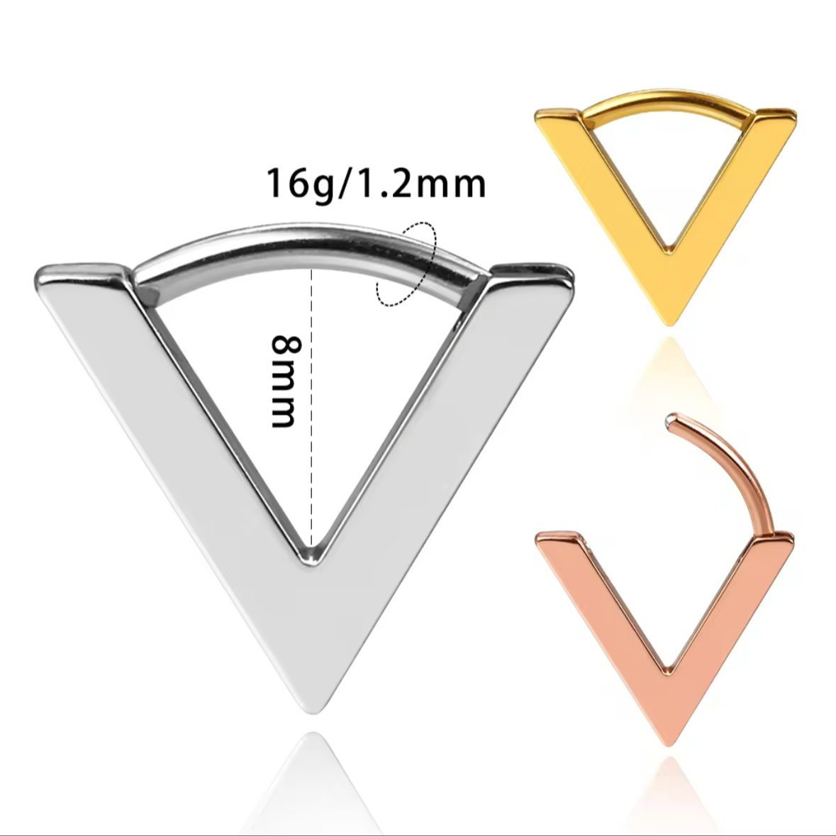 Triangle V- Shaped Septum Clicker | Hinged Piercing Ring