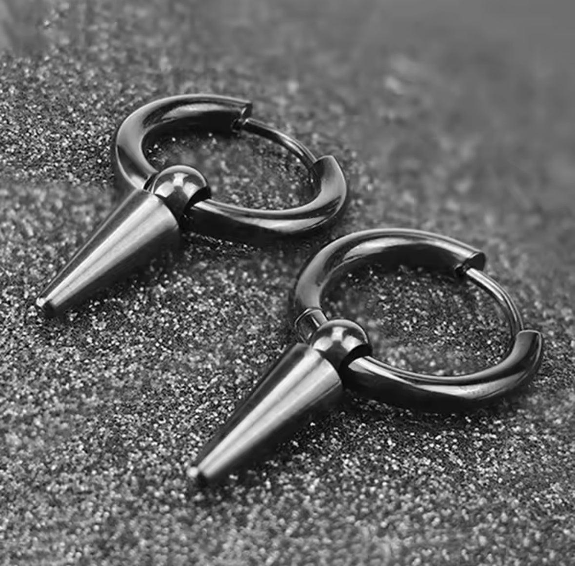 Spike Dangle Huggie Earrings | Steel Huggies