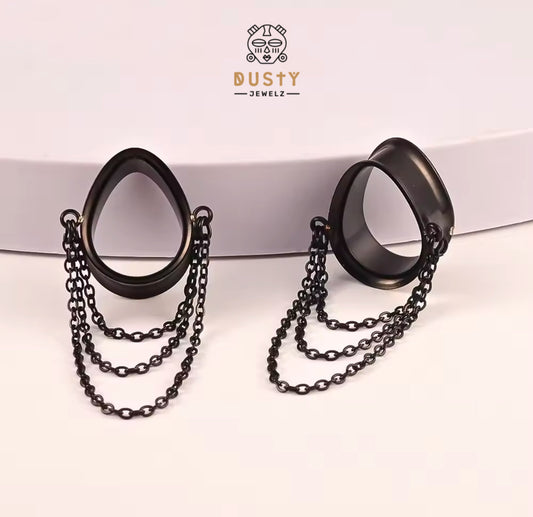 Teardrop Triple Chain Tunnels | Dangle Plugs