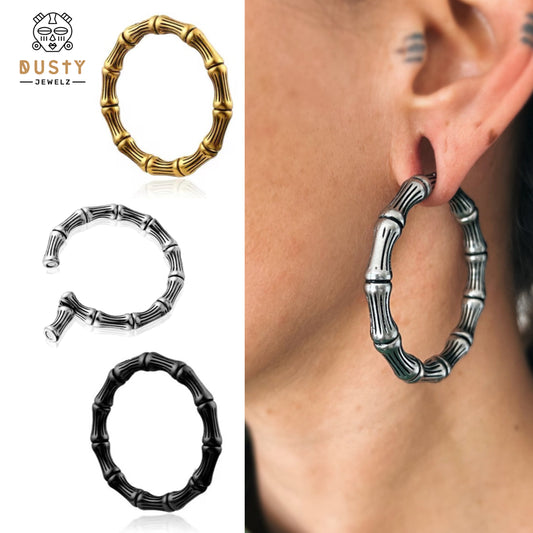 Bamboo Steel Ear Weights | Lobe Hoop Earrings