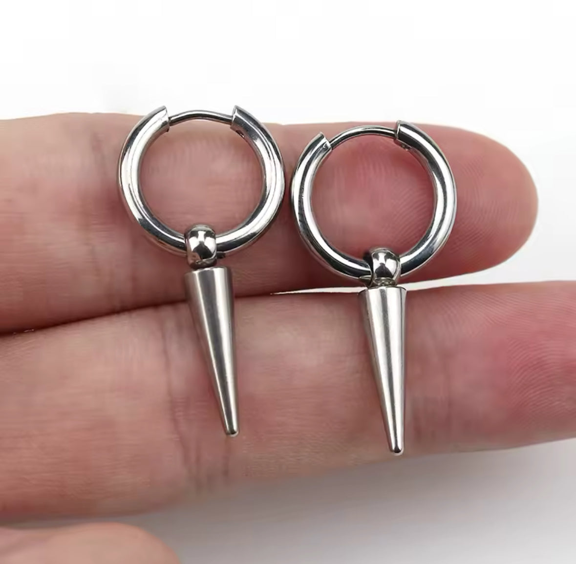 Spike Dangle Huggie Earrings | Steel Huggies