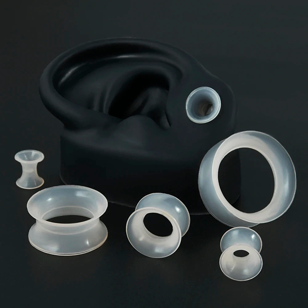 Transparent Silicone Ear Skins | Double Flare | Thin Flexible Tunnels