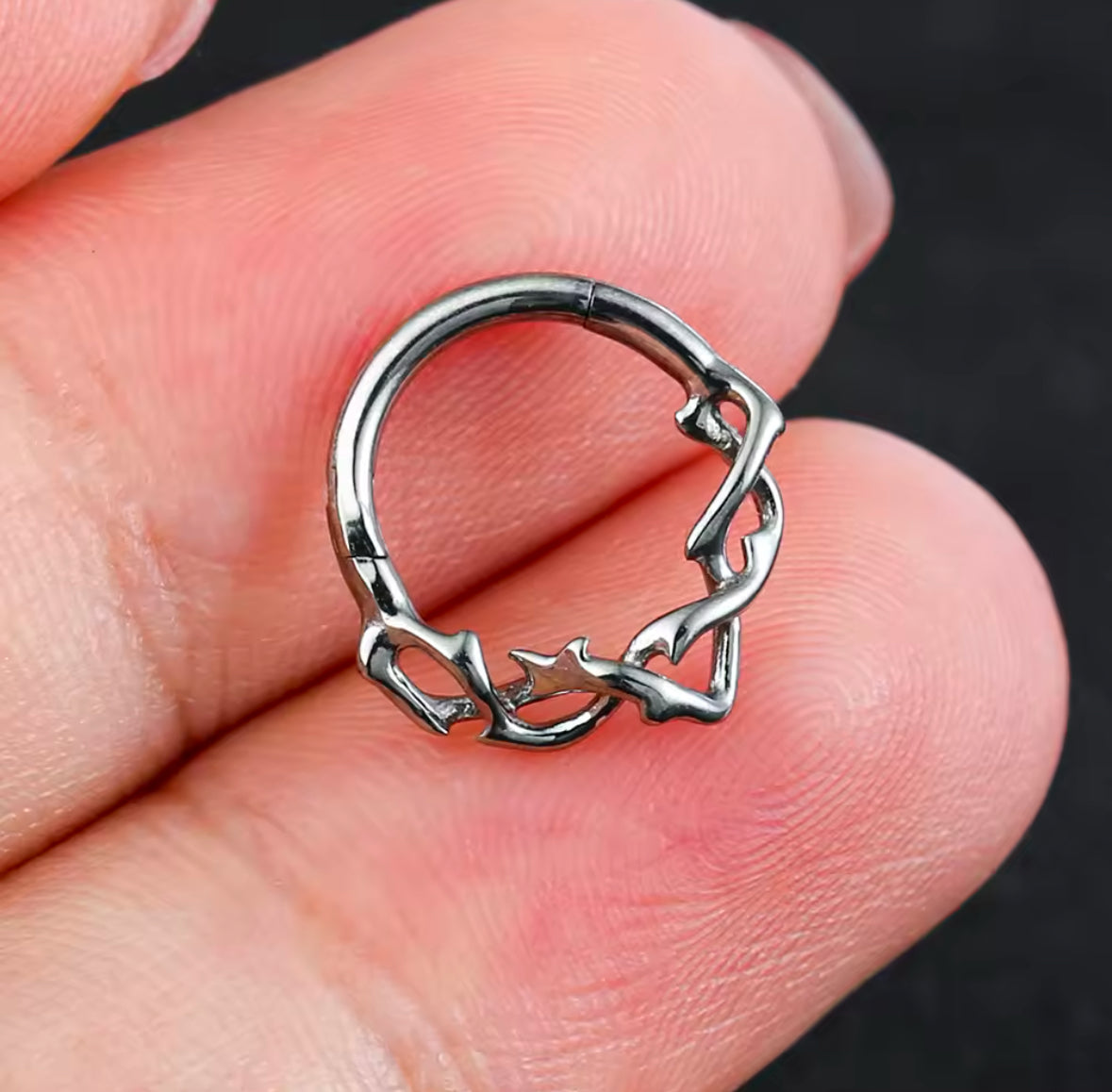 Vine Hinged Septum Ring | Stainless Steel Clicker