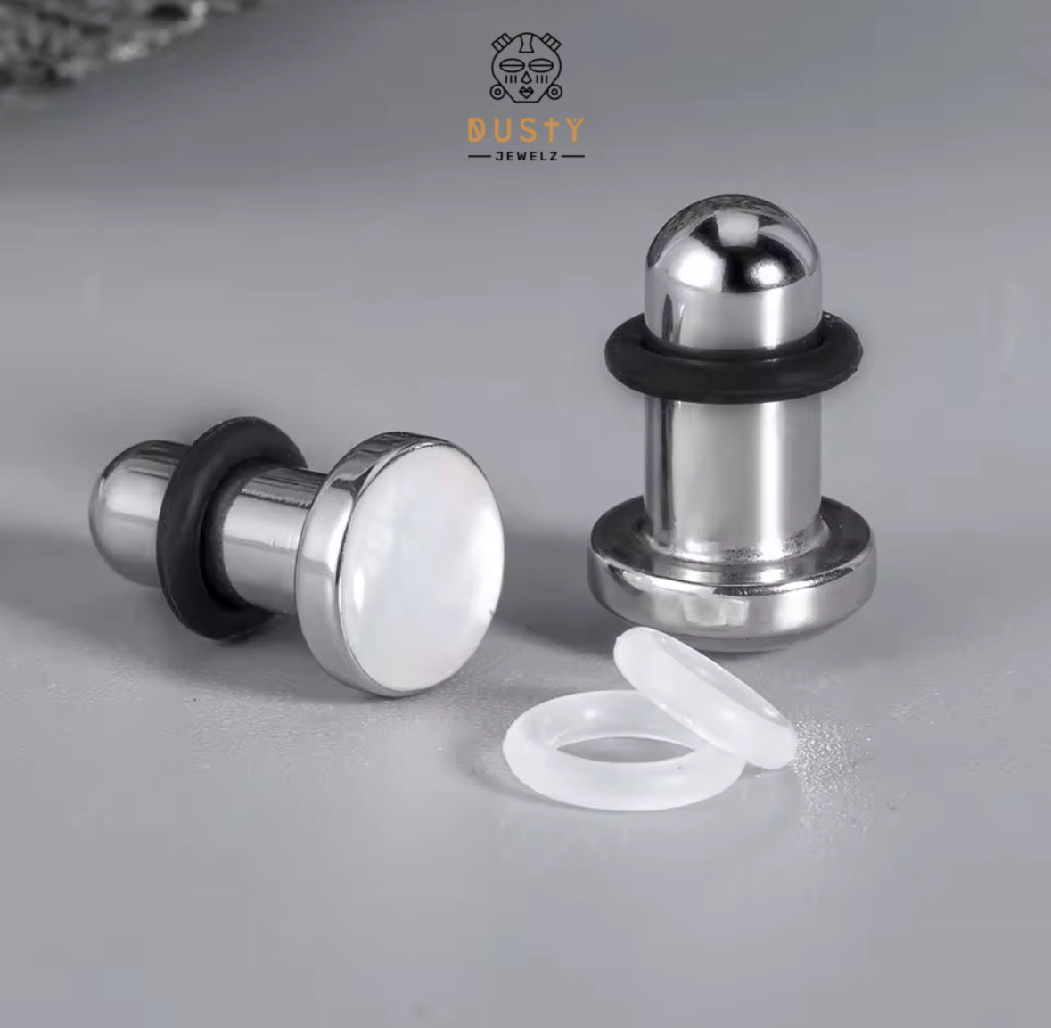 Shell Inlay Single Flare Steel Plugs | Dead Stretching Plug | Half Sizes