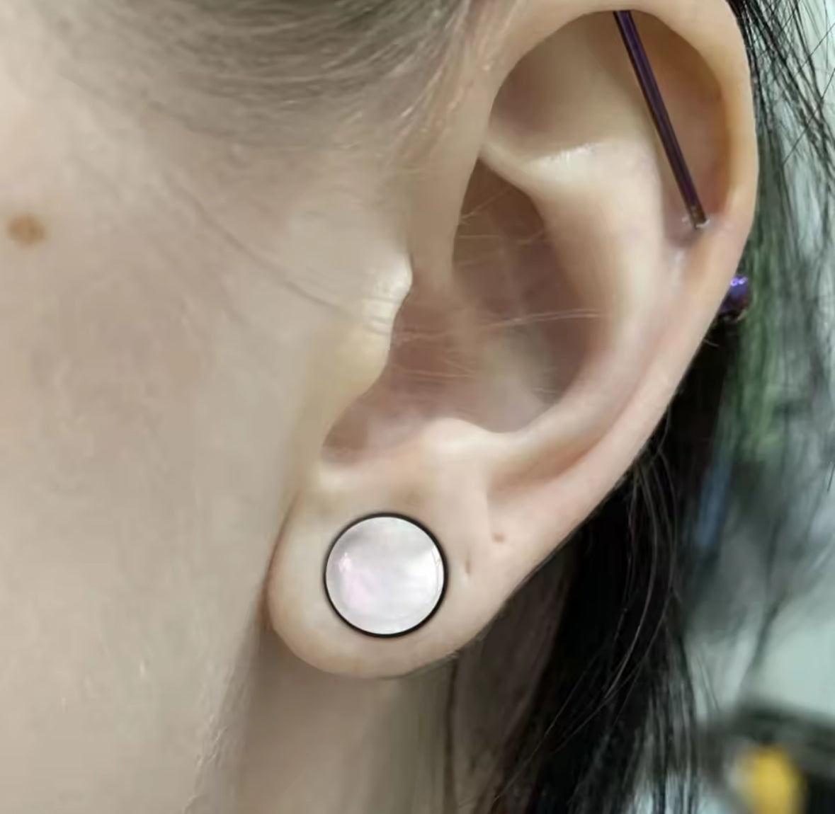 Shell Inlay Single Flare Steel Plugs | Dead Stretching Plug | Half Sizes
