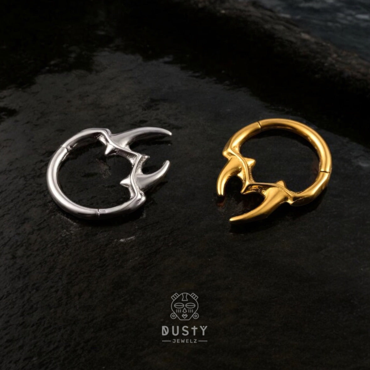Vampire Fangs Hinged Septum Ring | Stainless Steel Clicker