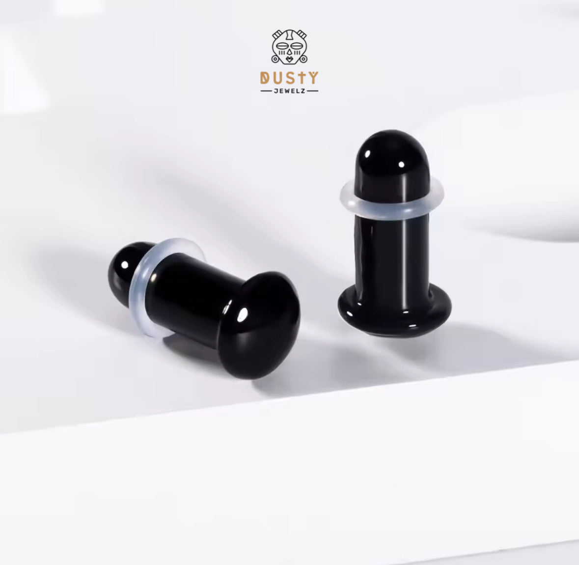 Black Glass Plugs | Single Flare