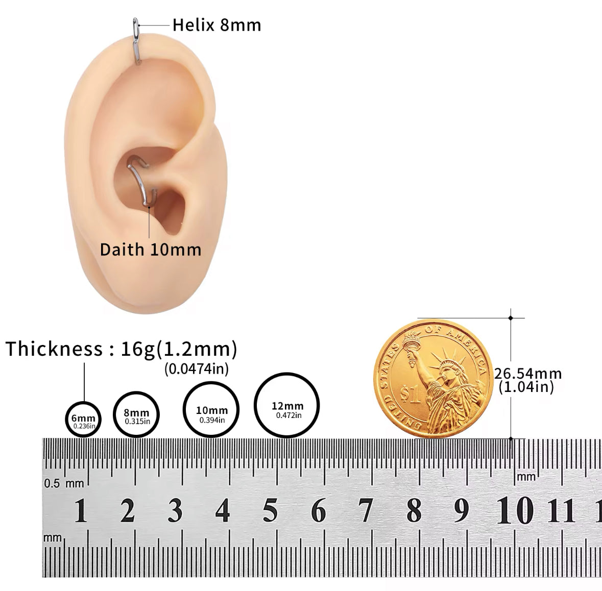 Crescent Half Moon Hinged Clicker | Daith Septum Ring