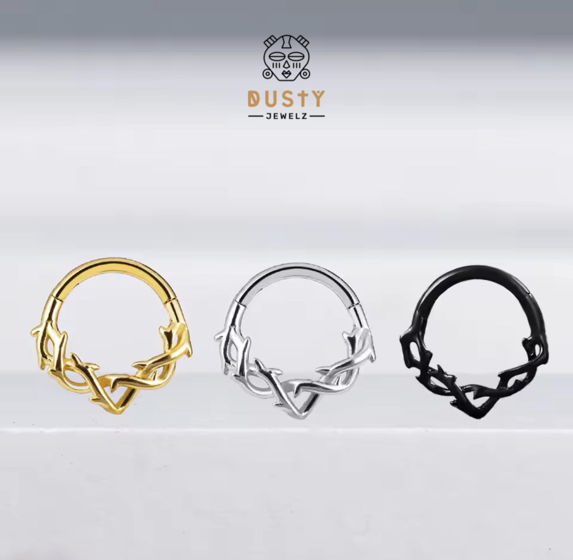Vine Hinged Septum Ring | Stainless Steel Clicker