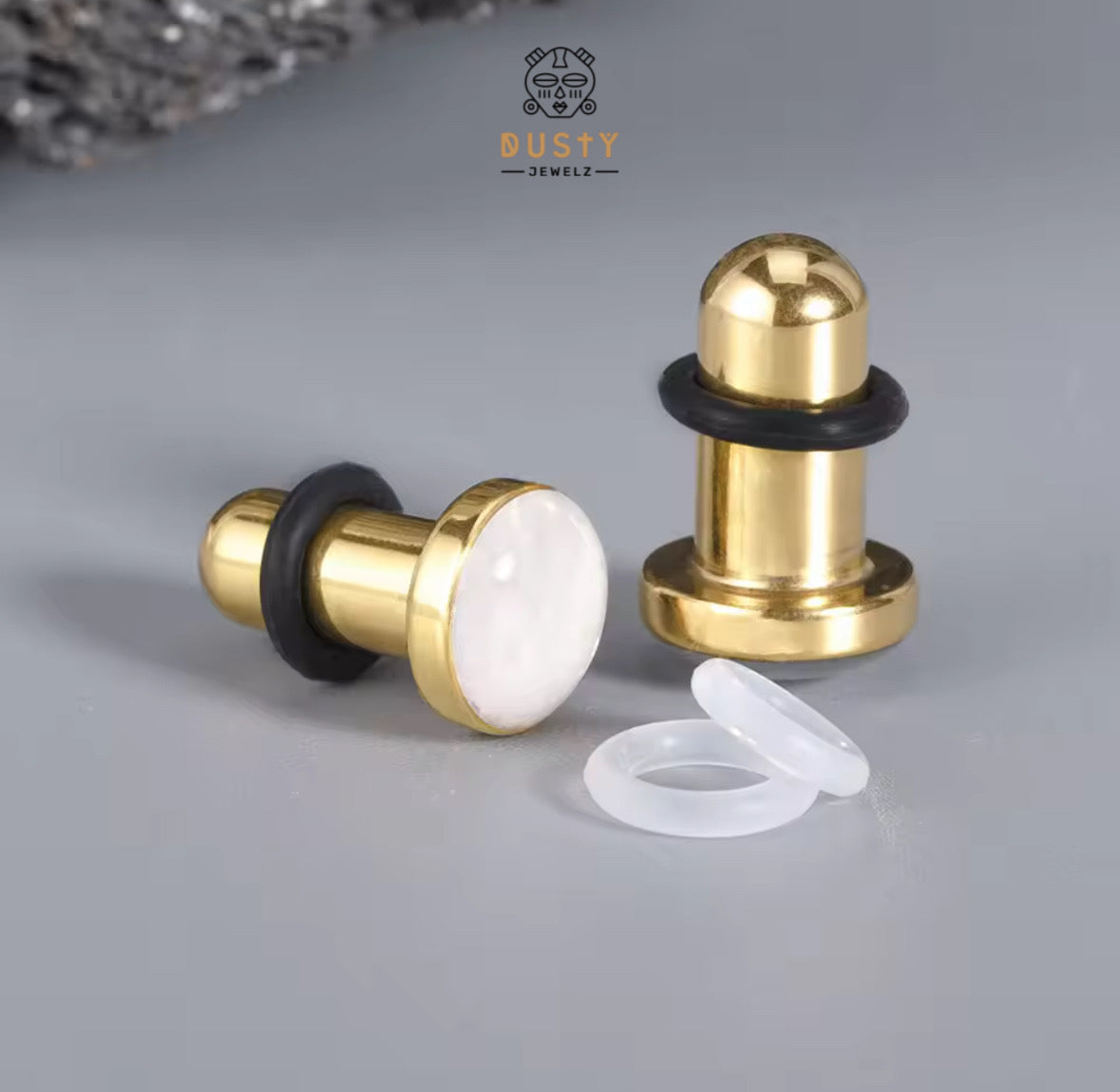 Shell Inlay Single Flare Steel Plugs | Dead Stretching Plug | Half Sizes