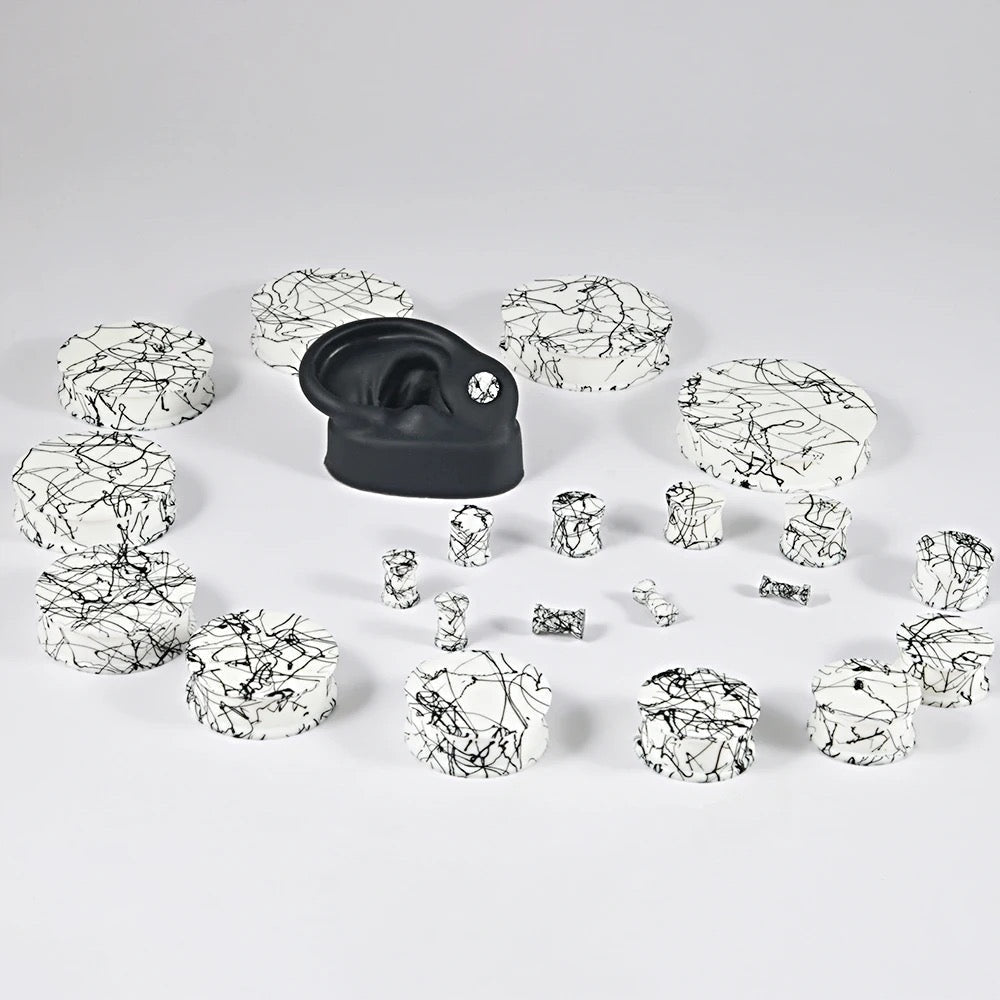 Extra Big Silicone Plugs | Double Flare | Splatter Paint