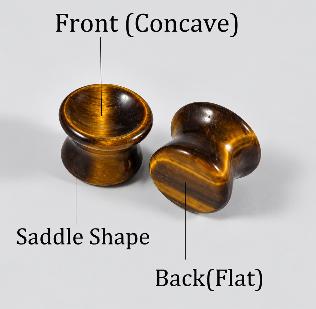 Tiger’s Eye Concave Stone Plugs | Double Flare | 6-25mm