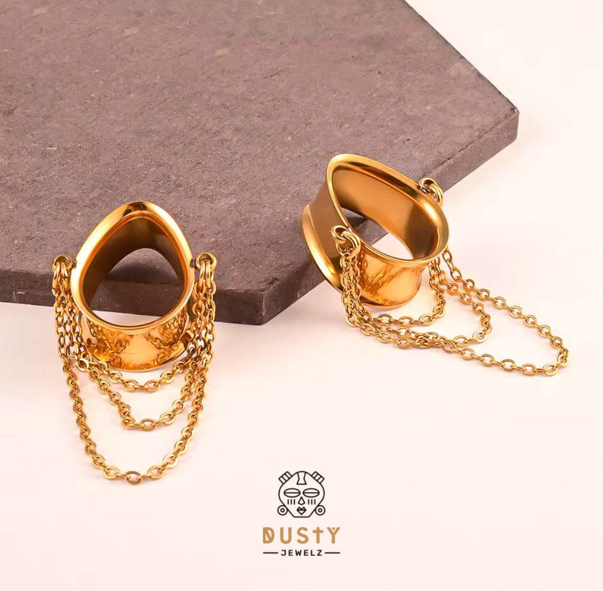 Teardrop Triple Chain Tunnels | Dangle Plugs