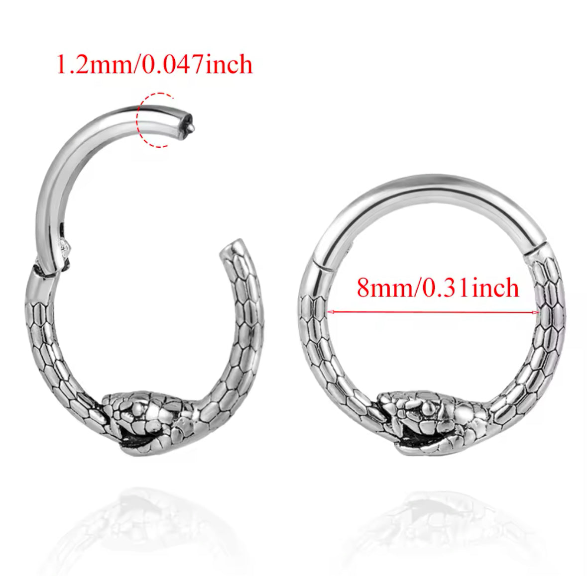 Serpent Septum Clicker | Hinged Piercing Ring