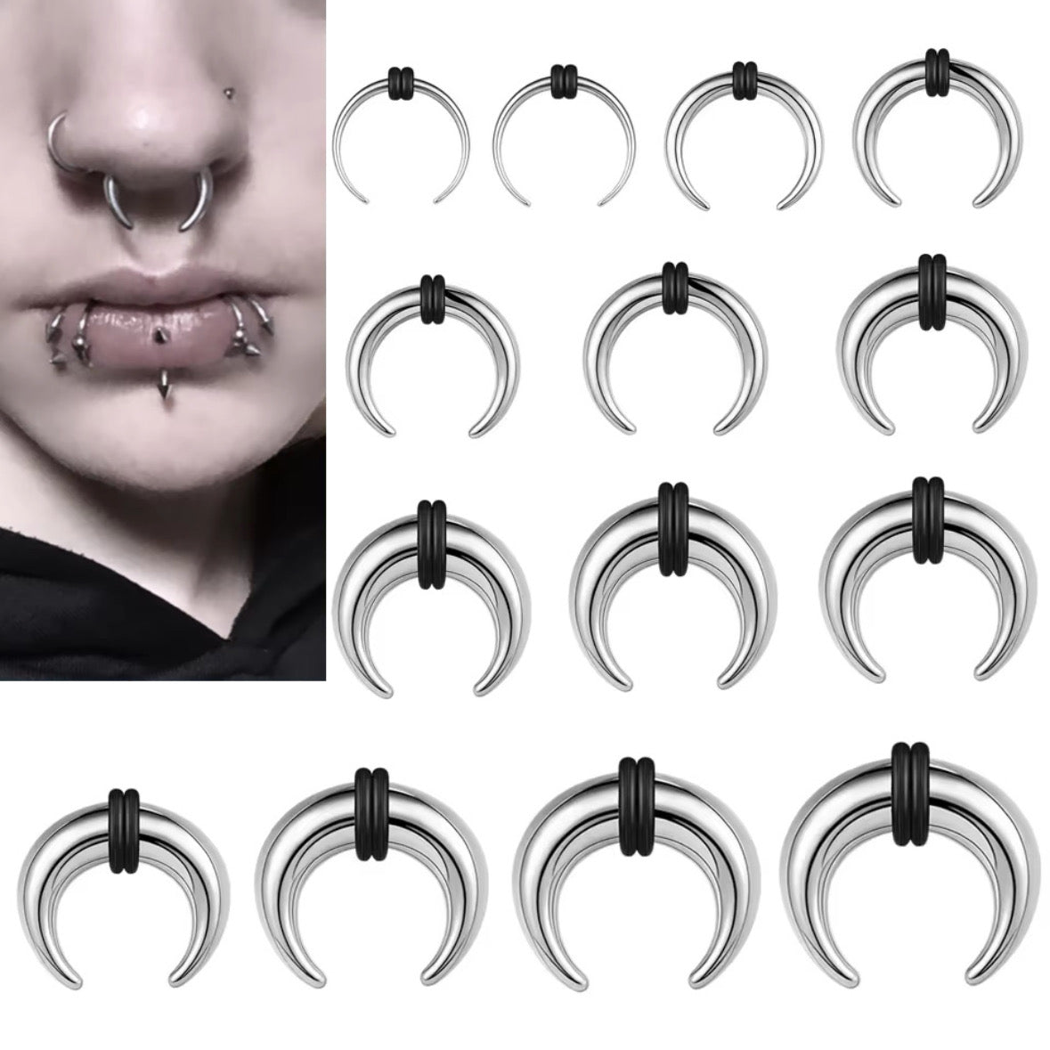 Steel Bull Taper Septum Pincher | Crescent Tapers | 16g-00g