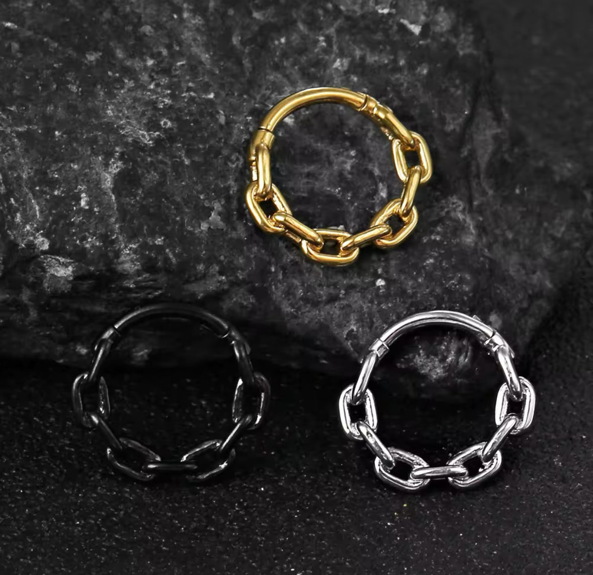 Chain Hinged Septum Ring | Stainless Steel Clicker