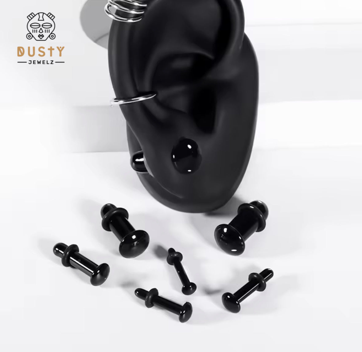 Black Glass Plugs | Single Flare
