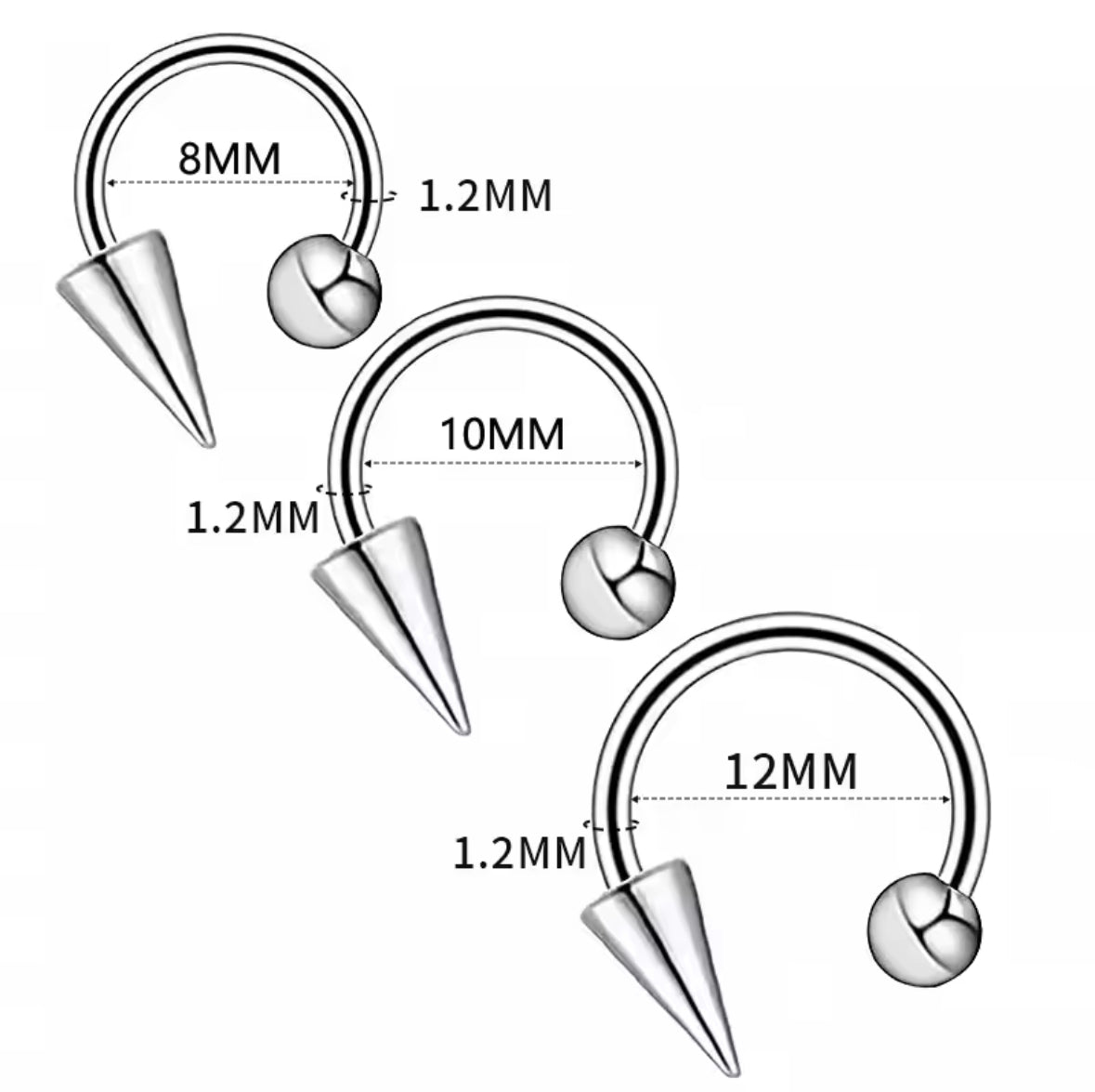 Spike Lippy Loop Labret Ring Horseshoe | Snake Bite Piercing | Lip Hugger