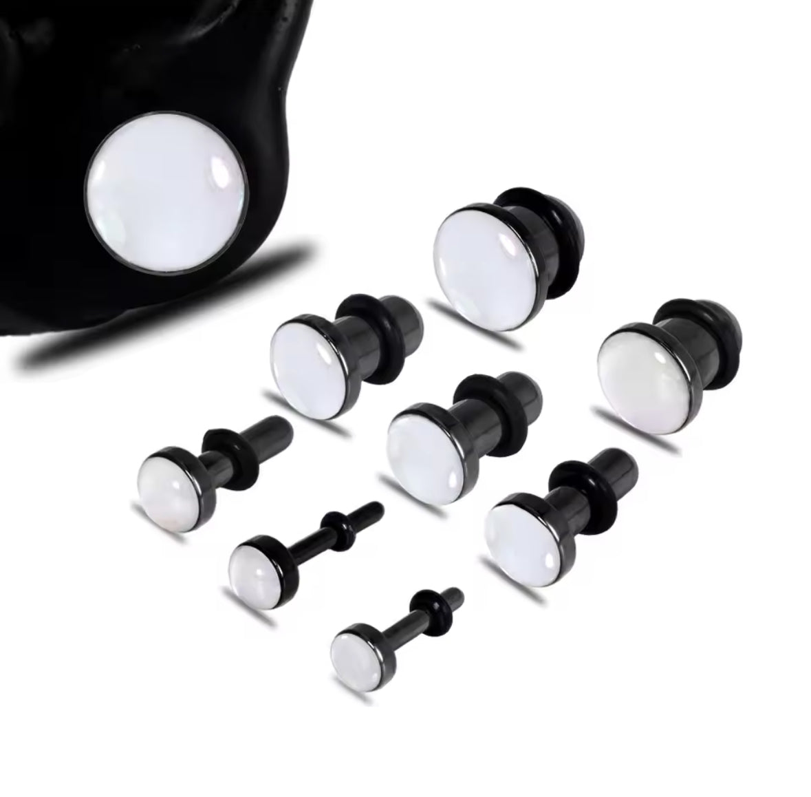 Shell Inlay Single Flare Steel Plugs | Dead Stretching Plug | Half Sizes