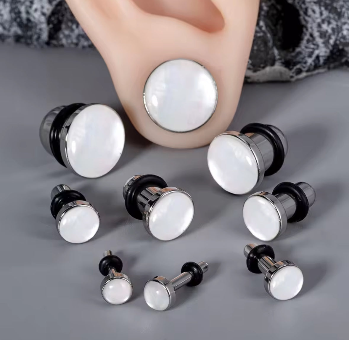 Shell Inlay Single Flare Steel Plugs | Dead Stretching Plug | Half Sizes