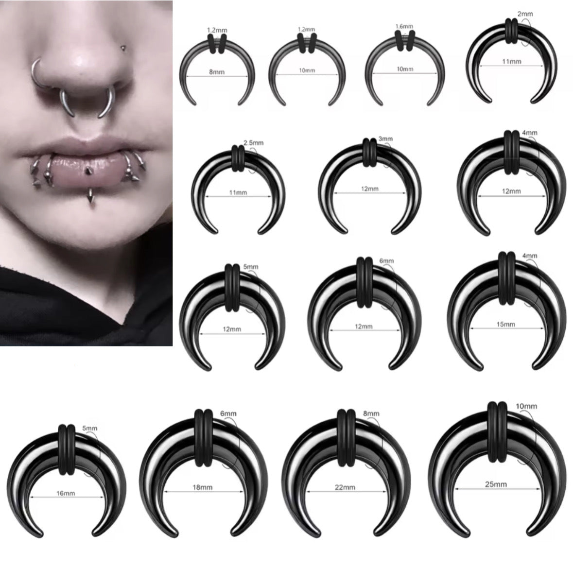 Steel Bull Taper Septum Pincher | Crescent Tapers | 16g-00g