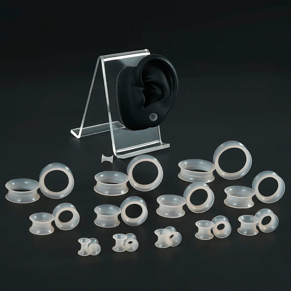 Transparent Silicone Ear Skins | Double Flare | Thin Flexible Tunnels