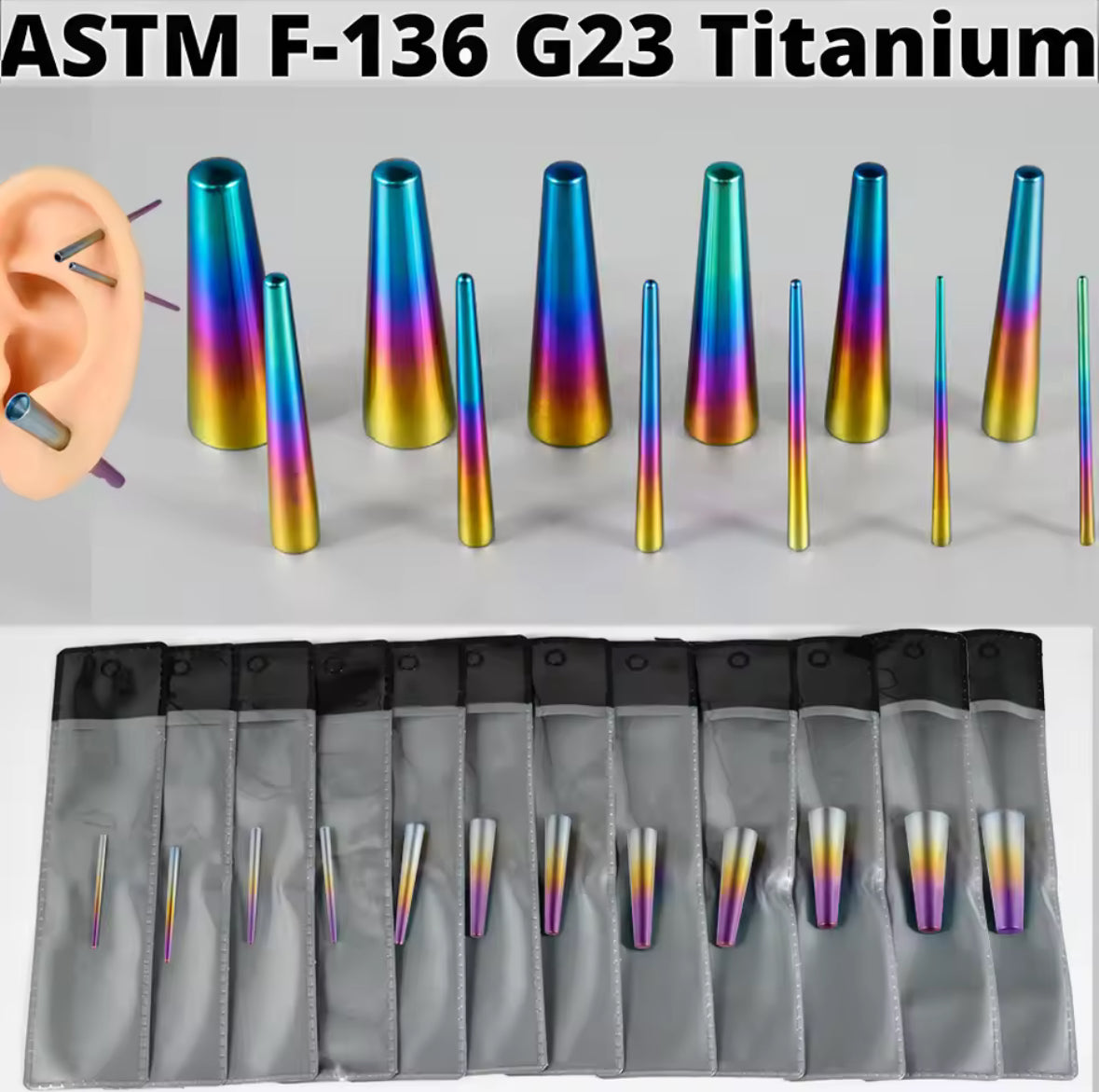 Rainbow Tapered Insertion Pin | TITANIUM Tapers