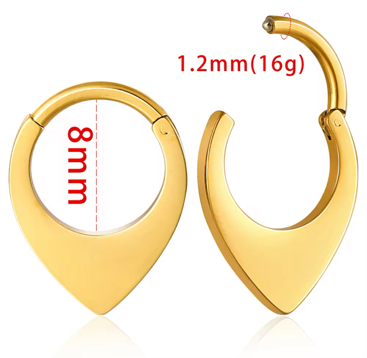 Teardrop Shield Hinged Clicker Ring | G23 Titanium