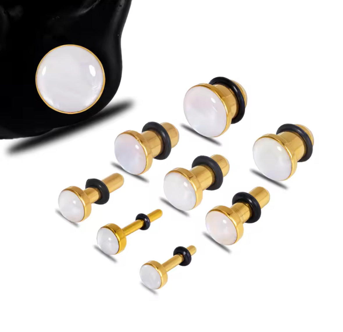 Shell Inlay Single Flare Steel Plugs | Dead Stretching Plug | Half Sizes
