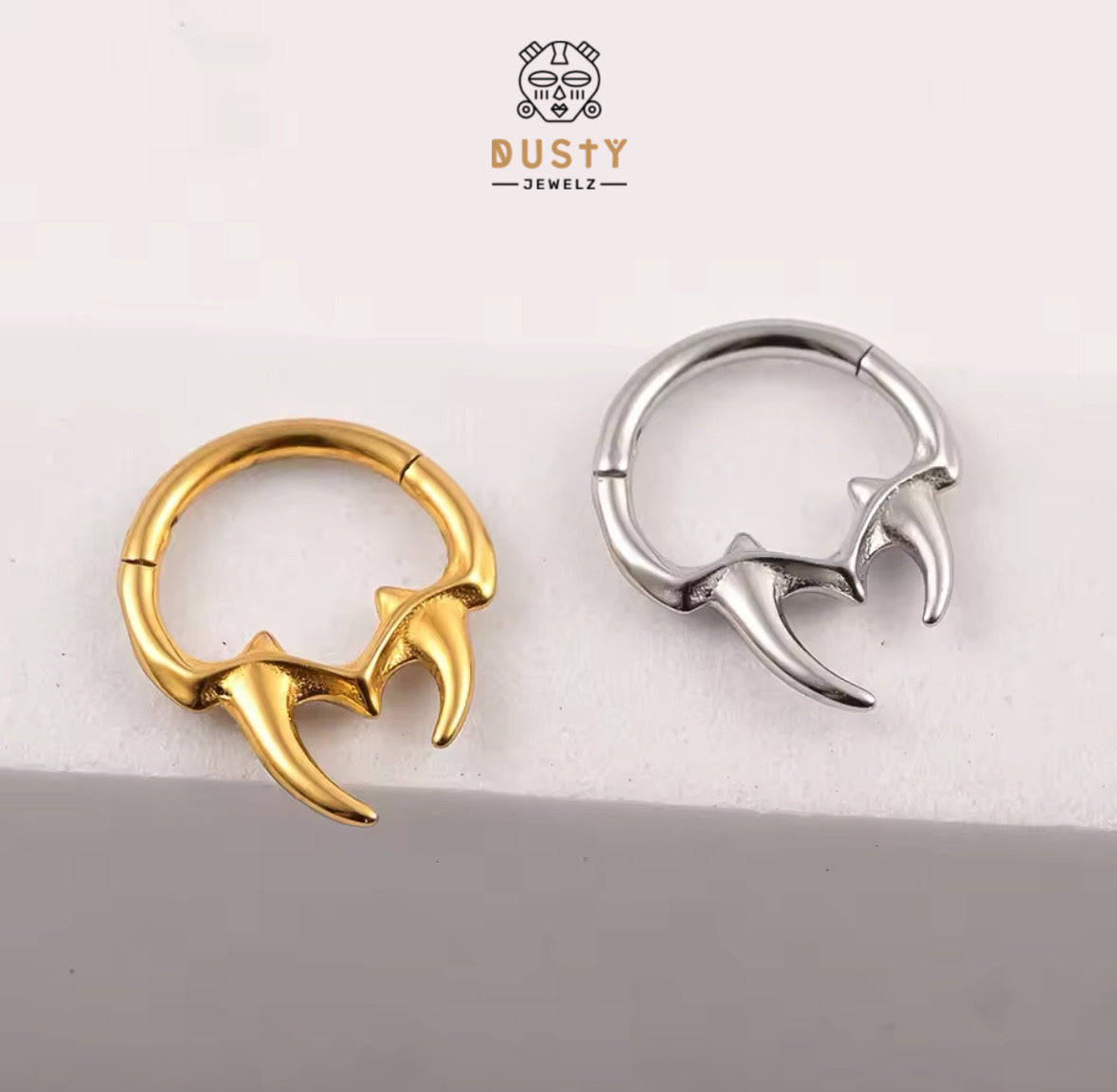 Vampire Fangs Hinged Septum Ring | Stainless Steel Clicker