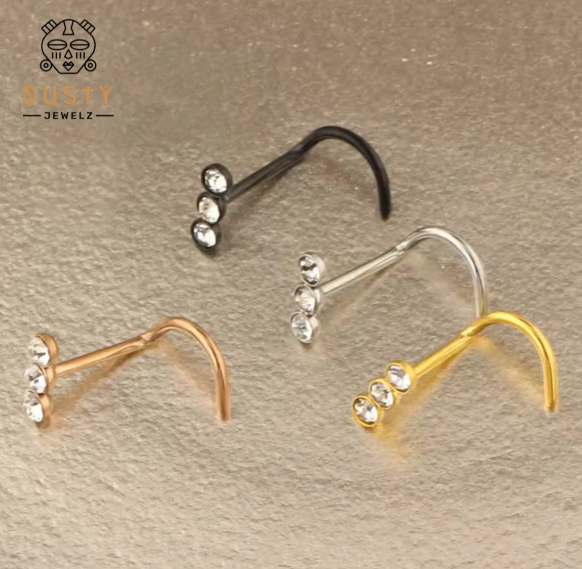 Triple Crystal Nose Stud