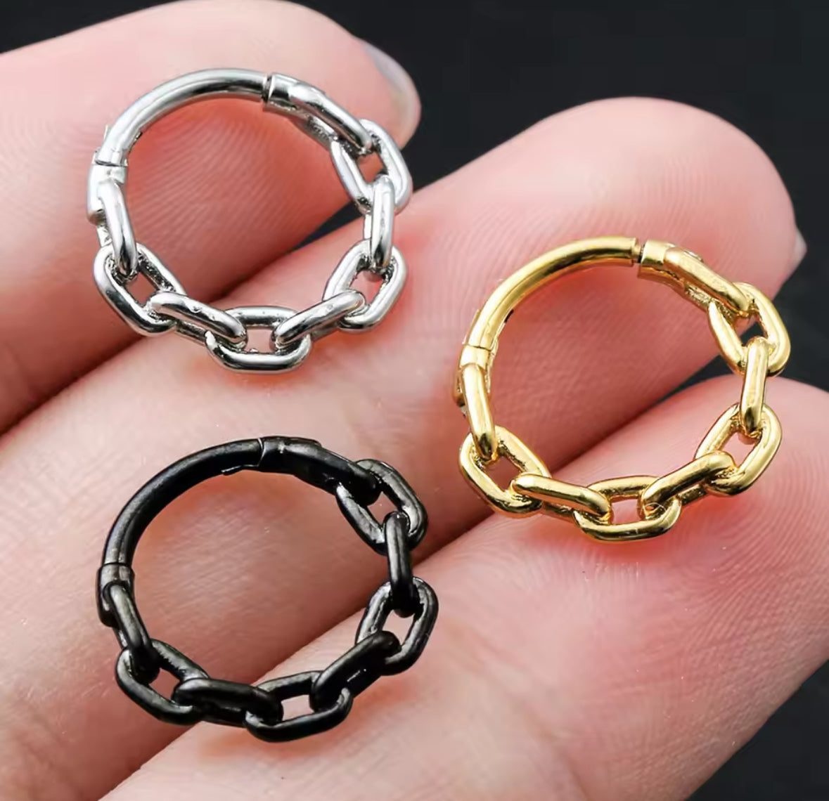 Chain Hinged Septum Ring | Stainless Steel Clicker