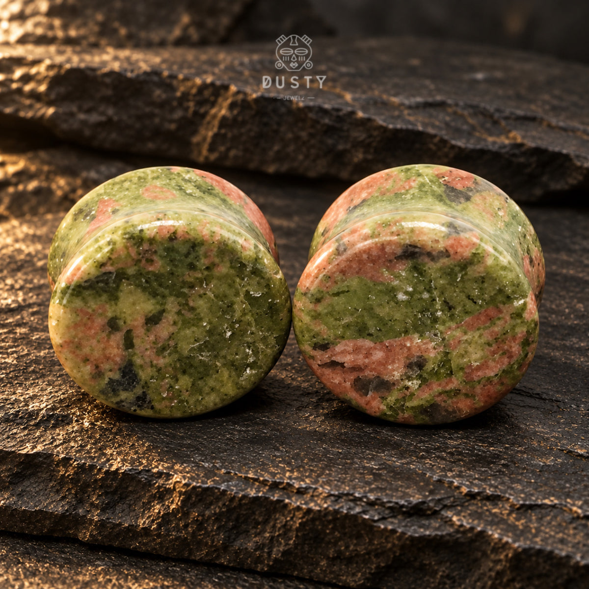 Unakite Stone Double Flared Plugs | 6–16mm