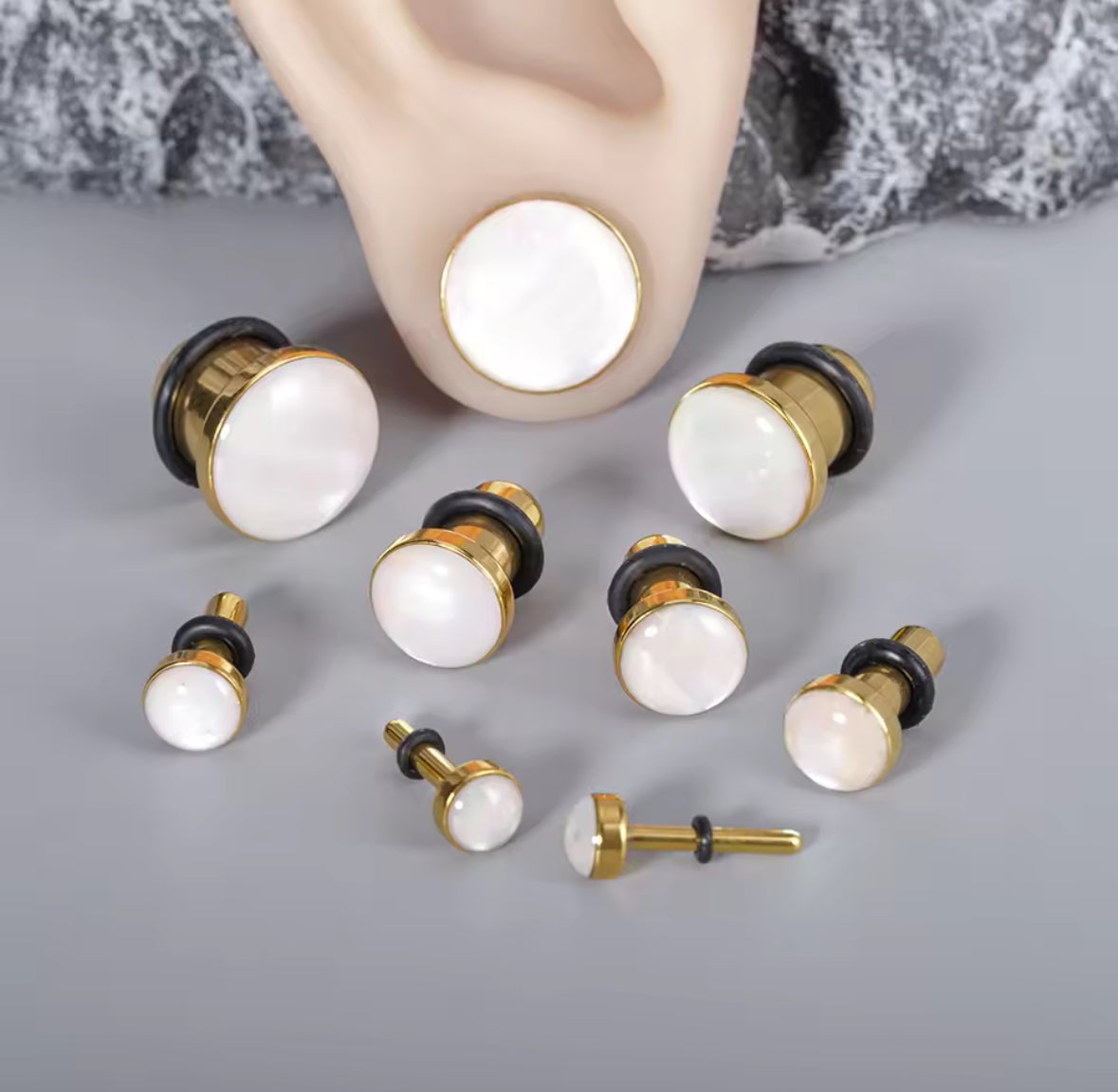 Shell Inlay Single Flare Steel Plugs | Dead Stretching Plug | Half Sizes