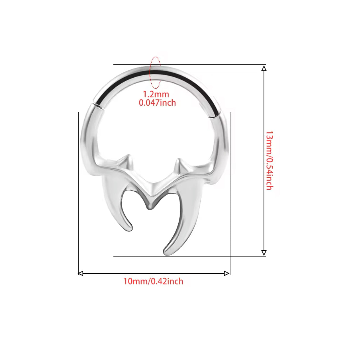 Vampire Fangs Hinged Septum Ring | Stainless Steel Clicker