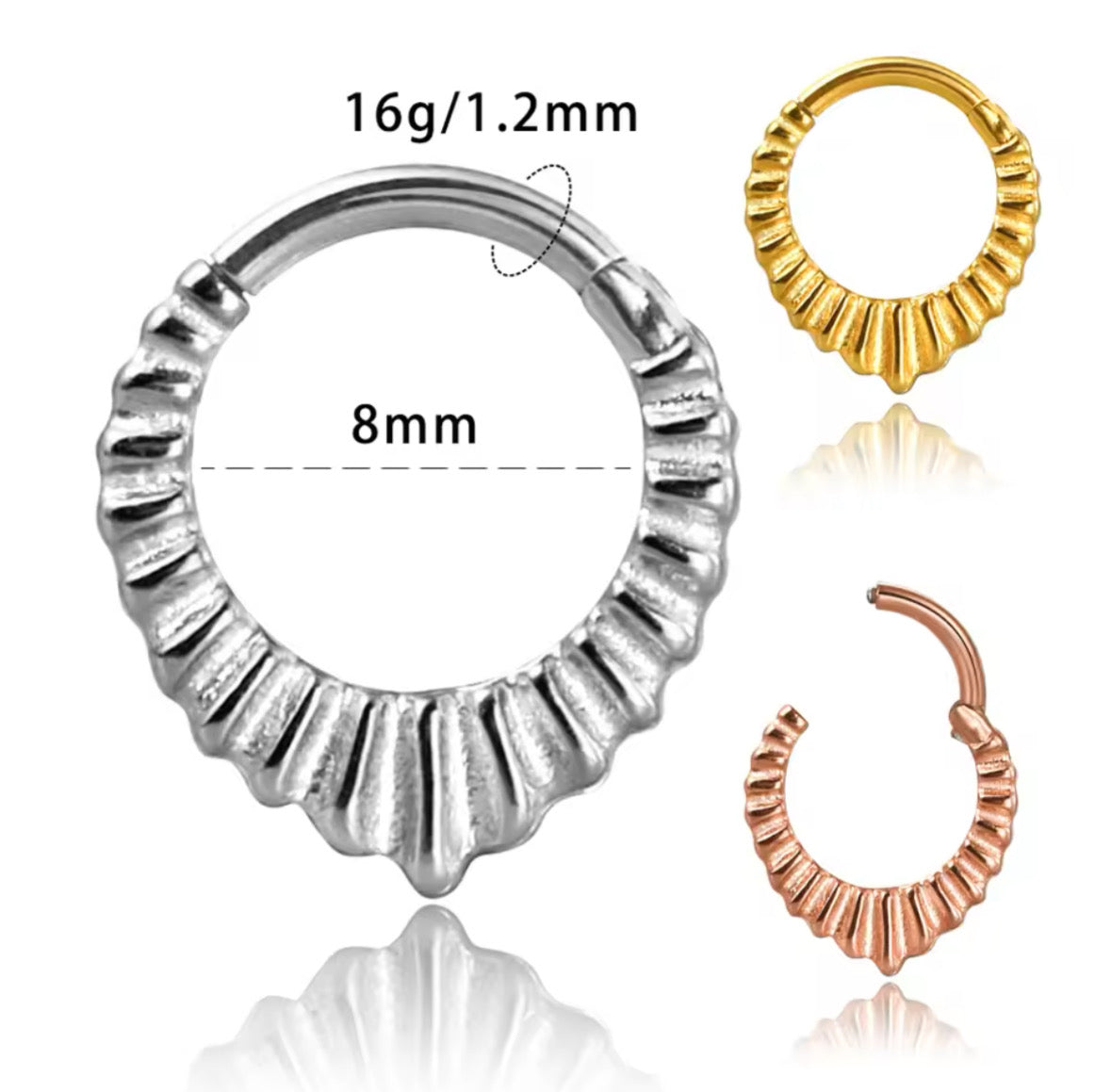 Carved Teardrop Hinged Clicker Ring