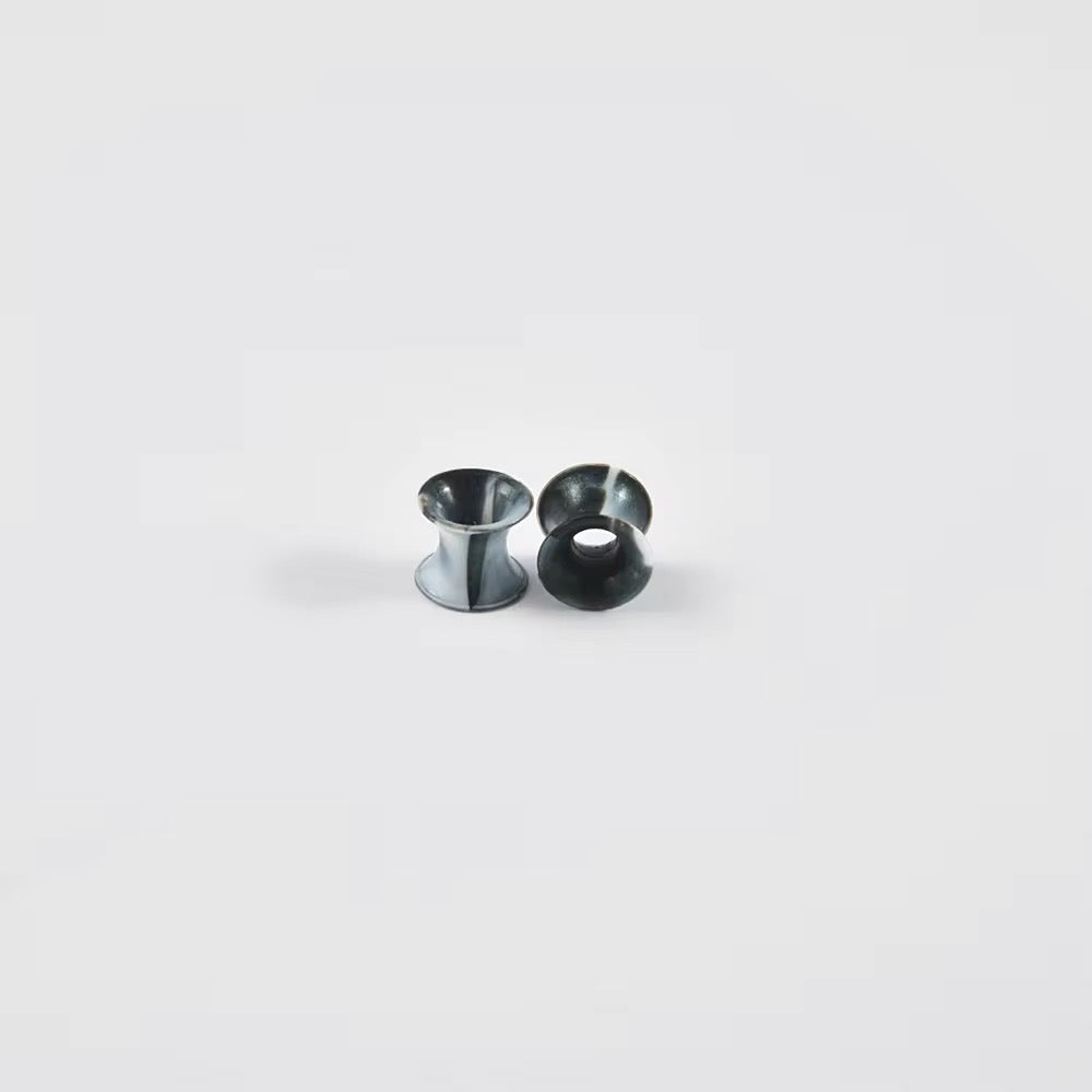 Marble Silicone Tunnels | Flexible Plugs | BLACK & WHITE | 3mm-25mm