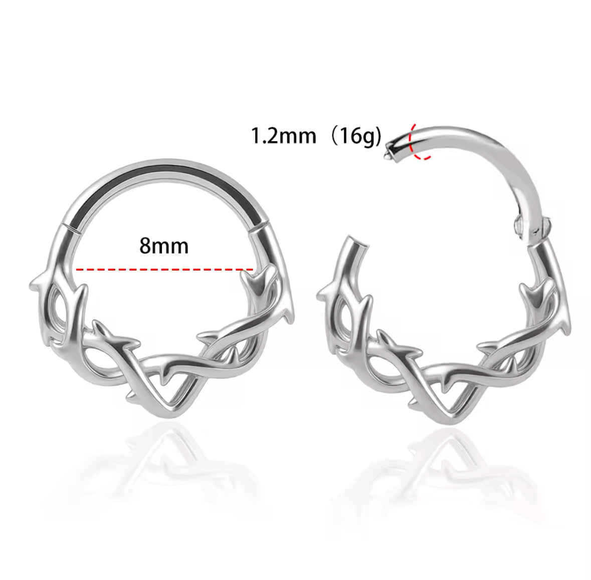 Vine Hinged Septum Ring | Stainless Steel Clicker