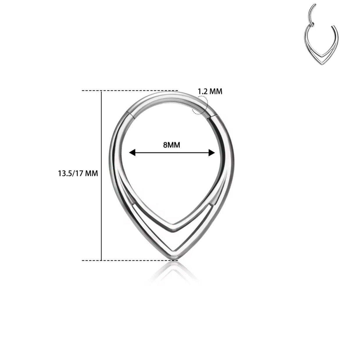 Double Layered Teardrop Hinged Clicker Ring